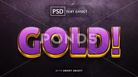 Golden 3d style text effect PSD Template