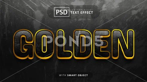 Golden 3d style text effect PSD Template