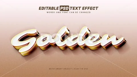Golden 3d style text effect editable PSD Template
