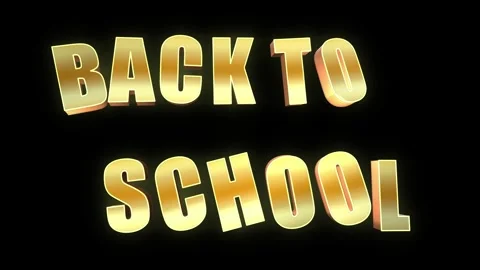 Golden 3d text back to school animation with glowing effect on black background Stock Footage 340881369