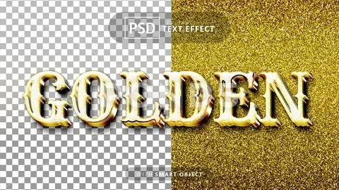 Golden 3d text effect editable PSD 템플릿