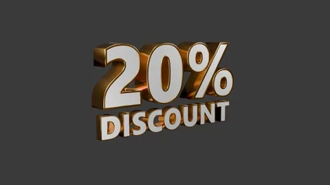 Golden 3D Text Rotating Animation, 20% OFF Promotional Motion Graphics for sell. Stock Footage 296729014