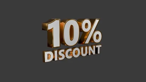 Golden 3D Text Rotating Animation, 10% OFF Promotional Motion Graphics for sell. Stock Footage 296729023