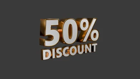Golden 3D Text Rotating Animation, 50% OFF Promotional Motion Graphics for sell. Stock Footage 296729024