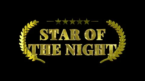 Golden 3D text Star of the Night with laurel wreath frame isolated on a black Stock Footage 346207583