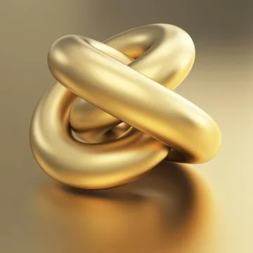 Golden 3d torus object Stock Illustration