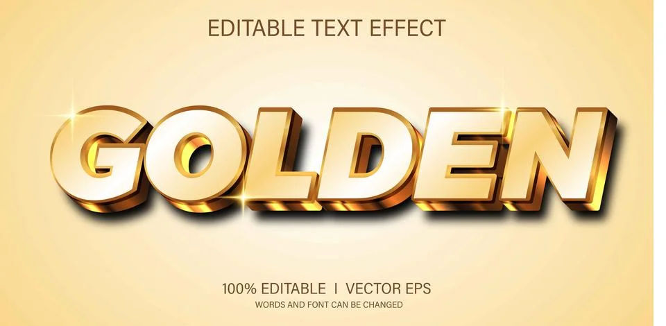 Golden 3d vector text effect with modern style design Stock Illustration