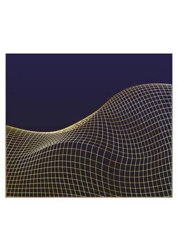 Golden 3D Wireframe Wave Abstract Background Stock Illustration