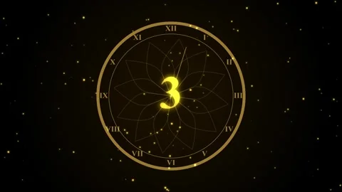 Golden 5 Second Countdown with Glittering Clock Elements Stock Footage 344716671