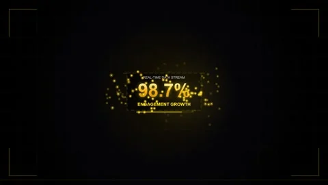 Golden 98.7% Growth Chart Animation with Particles - Business Success Concept Stock Footage 346659937