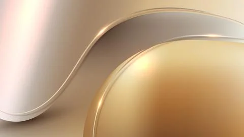 Golden abstract background with elegant liquid waves, luxury metallic spher.. 库存插图