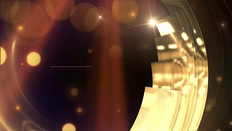Golden abstract background with glowing light particles and curved layers for Video stock 347341879