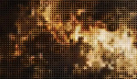 Golden abstract background with halftone dot pattern and glowing light effects Stock Illustration