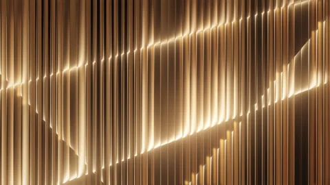 Golden Abstract Background with Vertical Lines and Glowing Light Stock Footage 318540078