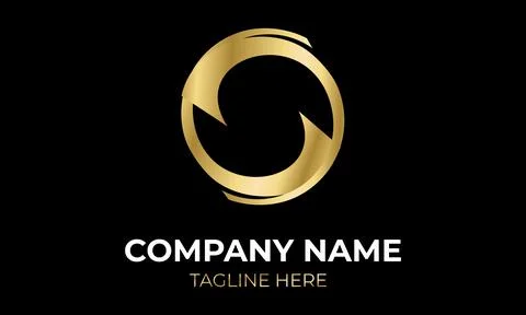 Golden abstract circular logo design for premium corporate identity Stock Illustration