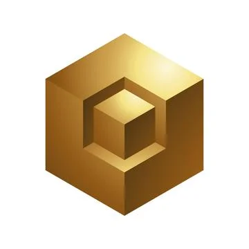 Golden Abstract Cubes on a White Background Stock Illustration