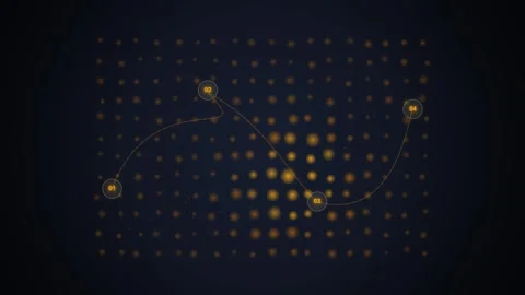 Golden Abstract Data Flow Network on Dark Grid Background Stock Footage 348422536