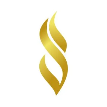 Golden Abstract Fire Flame Shape Symbol Design Stock Illustration