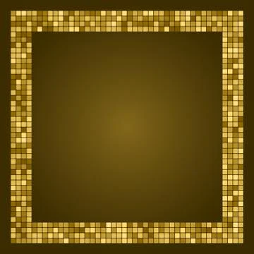 Golden abstract frame with space for text or photo. Geometric print composed  Stock Illustration