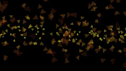Golden abstract geometric particles floating and rotating on black backgrou.. Video stock 337805421