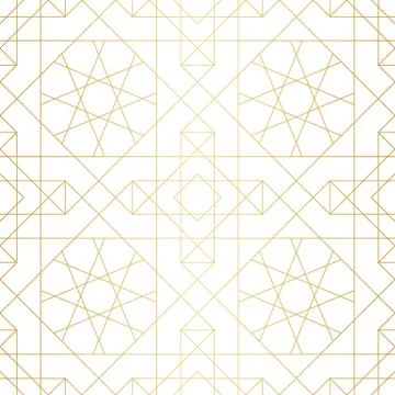 Golden abstract geometric pattern with rhombus, triangles and squares vector Stockillustratie