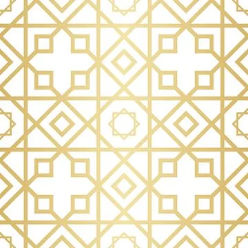 Golden abstract geometric pattern with rhombus, triangles and squares vector イラスト素材