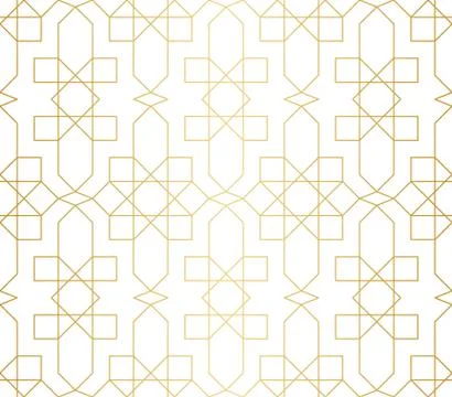Golden abstract geometric pattern with rhombus, triangles and squares vector 库存插图