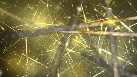 Golden Abstract Light Threads on Dark Background Видео 335820818