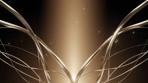 Golden abstract lines with glowing background Stock Footage 287104935
