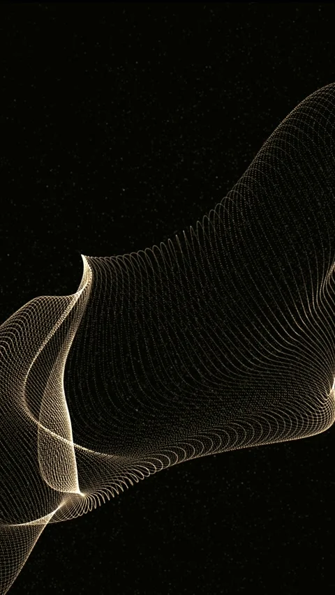 Golden abstract particle wave animation, vertical futuristic digital mesh r.. Vídeos de archivo 337038309