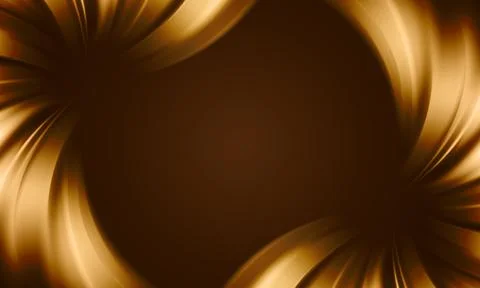 Golden abstract radiant light waves on dark background. vibrant curve background Иллюстрация