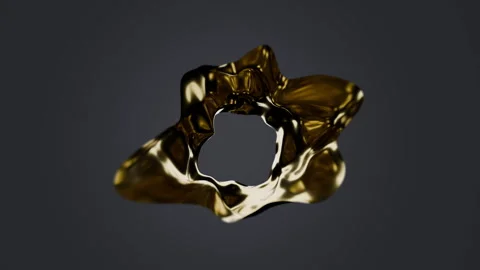 Golden abstract shape twisting and moving in dark background Stock Footage 321007510