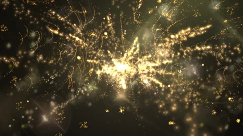 Golden Abstract Sparkling Particle Explosion with Radiant Glow Energy Stock Footage 303636558
