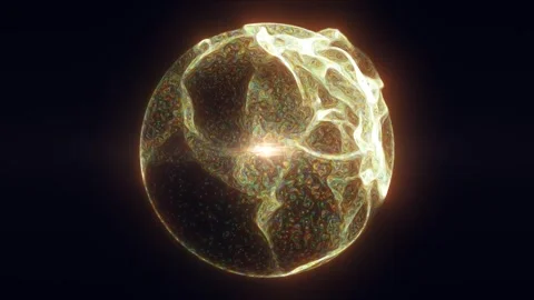 Golden abstract sphere with molten texture and soft glowing flare on a dark.. Stock Footage 334671611