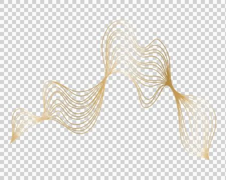 Golden abstract wave lines flowing curves motion graphic design element iso.. Stock Illustration