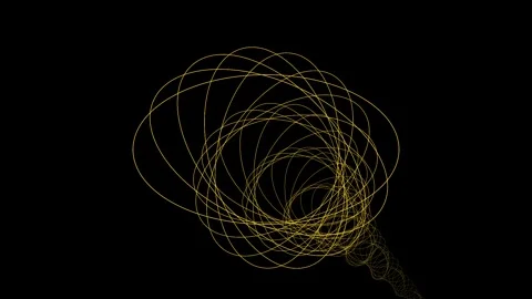 Golden abstract wireframe spiral evolving in dark void with subtle light an.. Video stock 340913799