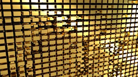 Golden abstraction with a large number of rectangular cubes.  Illustrazione stock