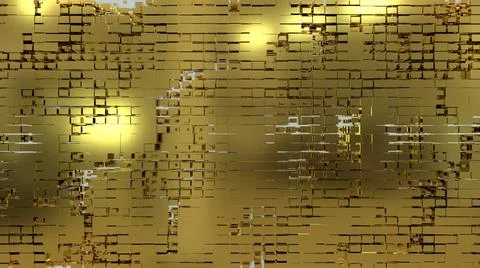 Golden abstraction with lots of cubic elements of different sizes.  Stock Illustration