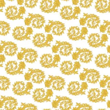 Golden acanthus leaf seamless pattern background, textile and packaging design Stock Illustration
