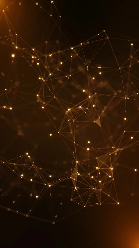 Golden AI Plexus Network with Glowing Data Nodes and Connections Video stock 342624454