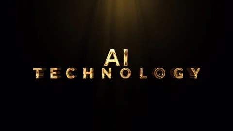 Golden ai technology text animation intro Stock Footage 340500683