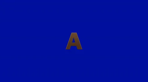 Golden Alphabet Text in 3D on a Blue Screen Stock Footage 24805392
