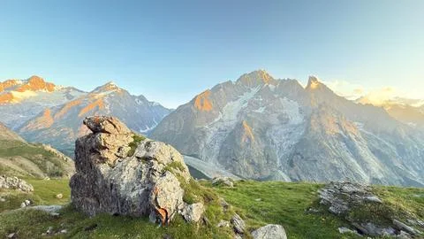 Golden Alpine Peak Stock Photos