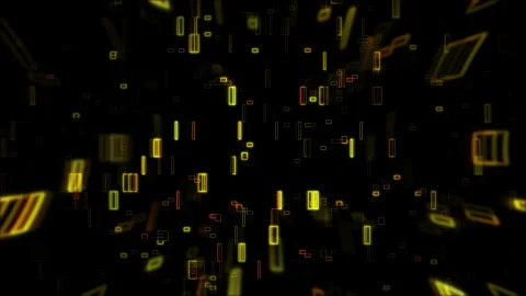 Golden Amber Digital Telemetry Matrix Elements Loop Stock Footage 334581794