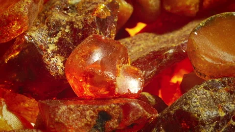 Golden amber stone close-up Video stock 196011948