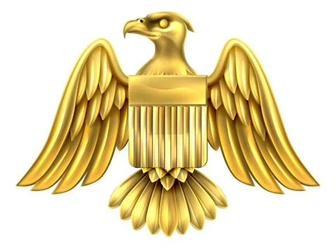 Golden American Eagle Shield Stock Illustration
