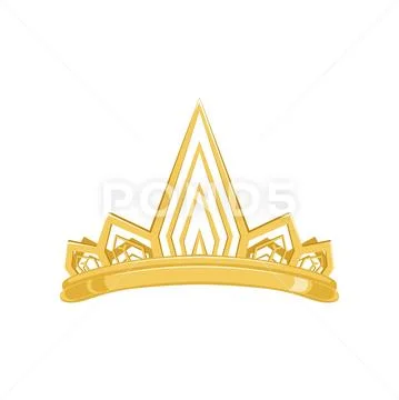 Golden ancient crown for king or monarch, queen or princess tiara vector Stock Illustration