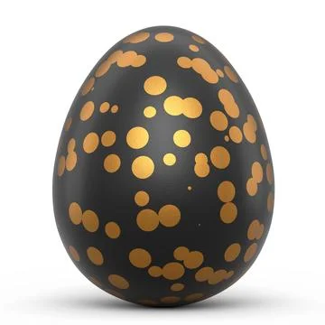 Golden and black Easter egg isolated on white background. イラスト素材