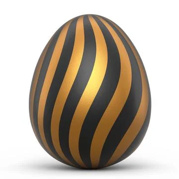 Golden and black Easter egg isolated on white background. Illustrazione stock