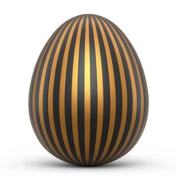 Golden and black Easter egg isolated on white background. 스톡 일러스트